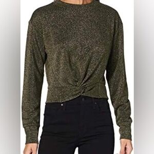 SCOTCH & SODA Starwatcher Top Size XS Green Gold Front Twist